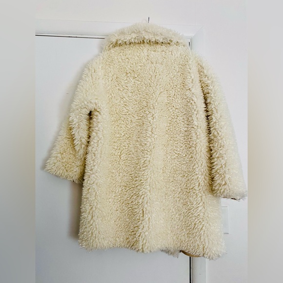 NWT Zara white textured curly knit teddy coat S - Picture 7 of 9